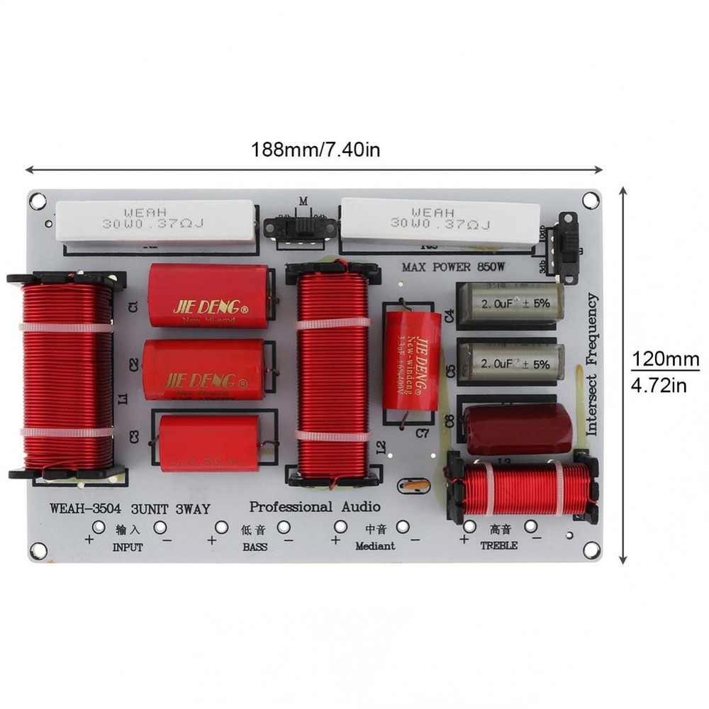 350W 3-Way Speaker System Audio Crossover Filters Frequency Divider Module Board