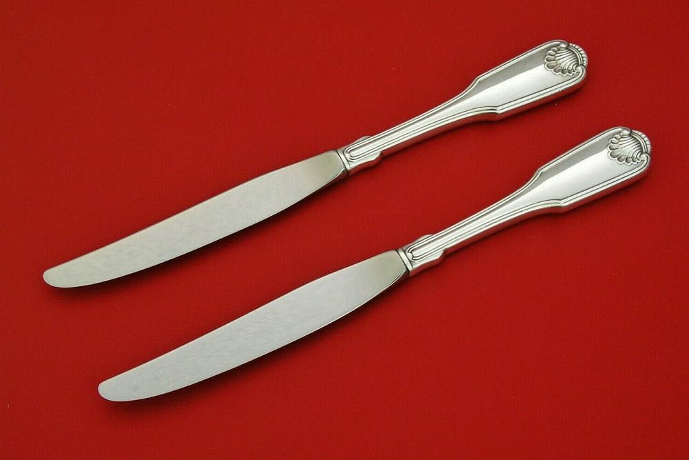 (2) ONEIDA CUBE - SILVER SHELL 1978 - GLOSSY SILVERPLATE - 9 1/2" DINNER KNIVES