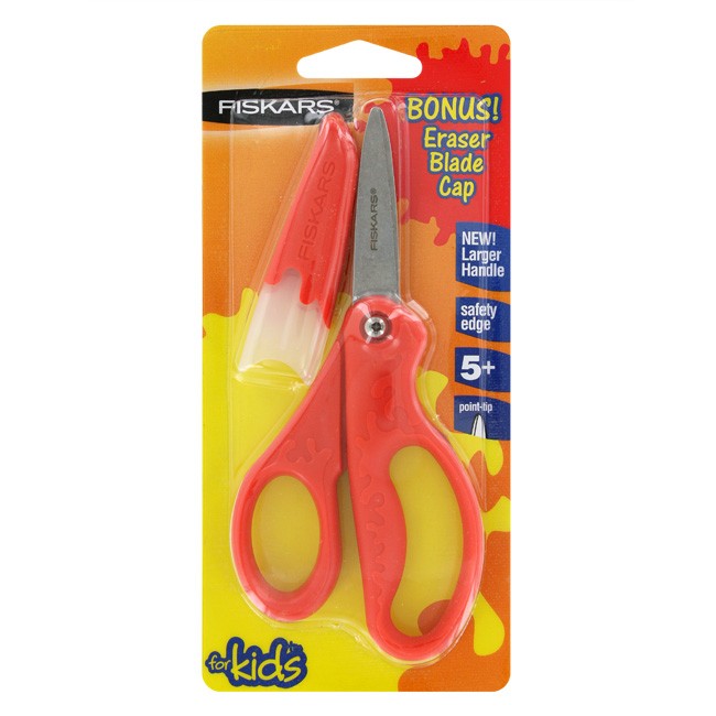 Fiskars Safety Edge Scissors, 5 Inch, Point Tip, Assorted, 1-Count (09430)