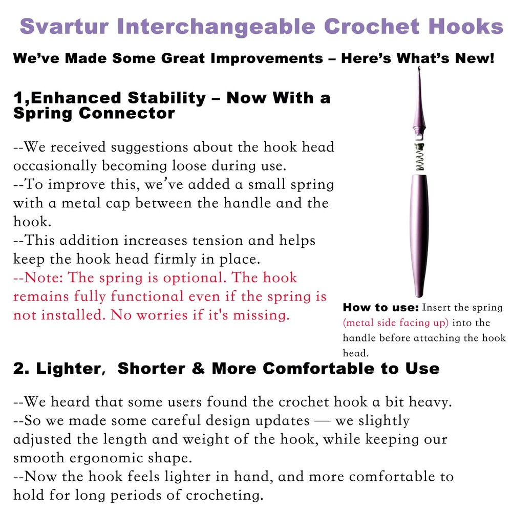 Interchangeable Crochet Hook Set with 12 Hooks – Ergonomic Crochet Hooks Larg...