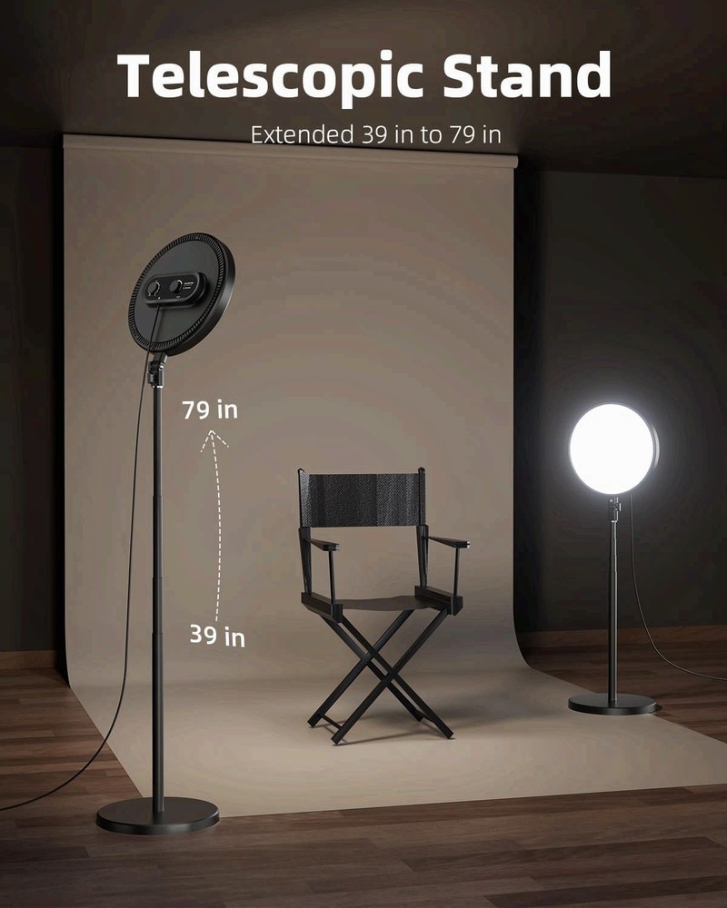 Large Ring Light with 79" Stand, 6500K Professional Full-Screen Big Ring Light