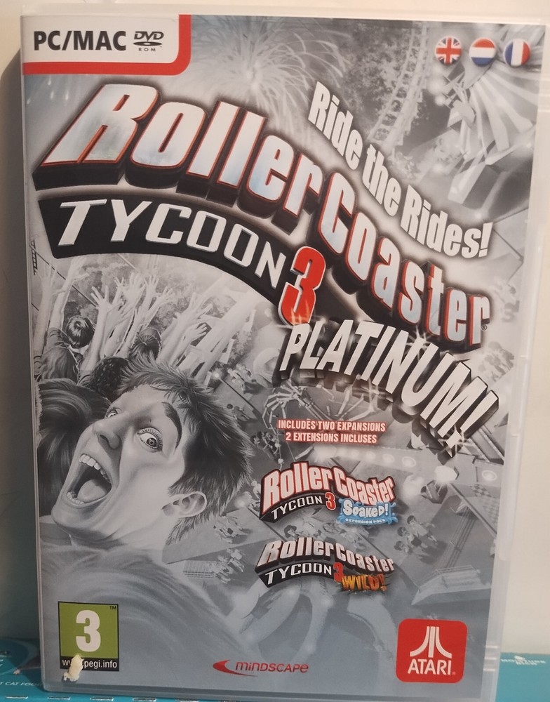 ATARI ROLLER COASTER TYCOON 3 PLATINUM PC/MAC 2006 CD-ROM no booklet