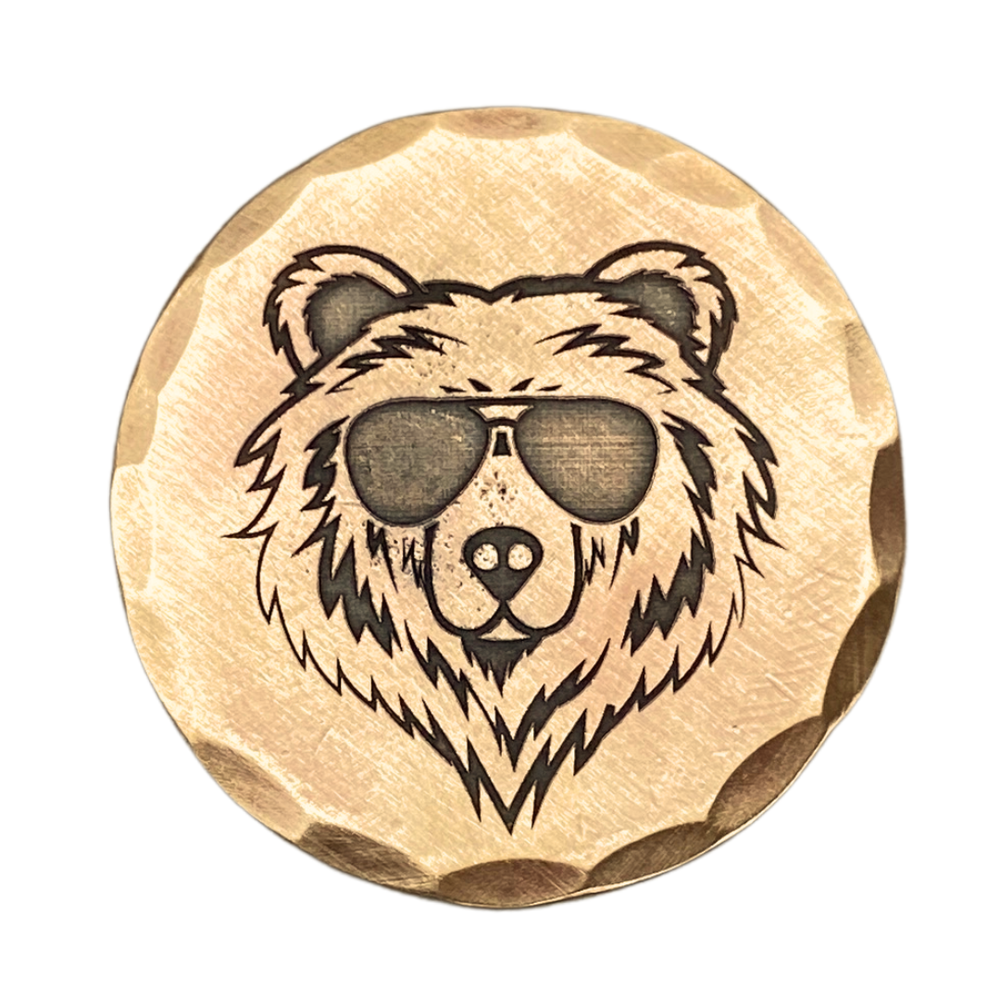 Bear Embossed Copper Golf Ball Marker by Sunfish