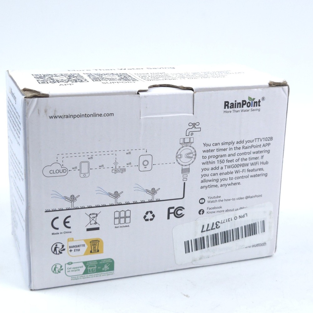 RAINPOINT TTV102B 1-Zone WiFi Irrigation Timer Water Timer Brass