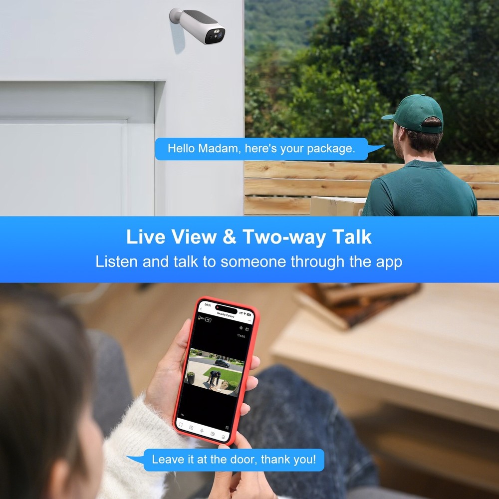 6pcs Wifi Wireless Security Camera System Solar Battery Powered Home 2 Way Talk