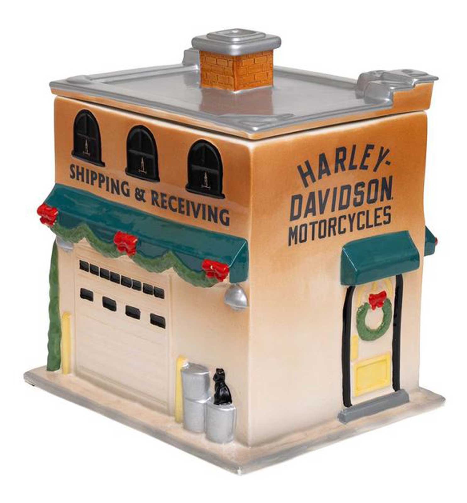 Harley-Davidson Sculpted H-D Holiday Dealership Custom Ceramic Cookie Jar, 2 Qt.