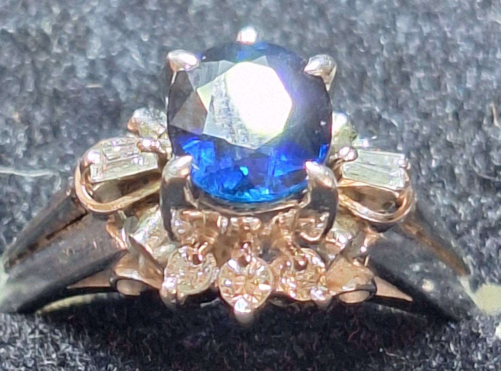 Platinum Oval Sapphire & Diamond Ring - Platinum Sapphire Ring - Size 5