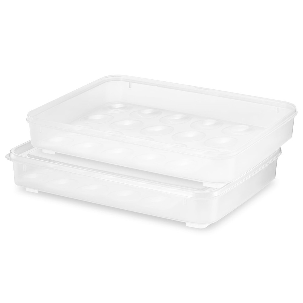 Egg Containers W/ Snug Tight Lids Clear Deviled Egg Carrier Tray Stackable