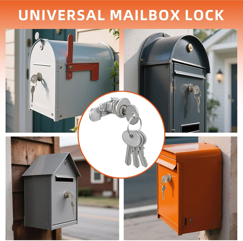 Mailbox Lock Replacement with 4 Keys - Multipurpose Mail Box Locks Compatible wi