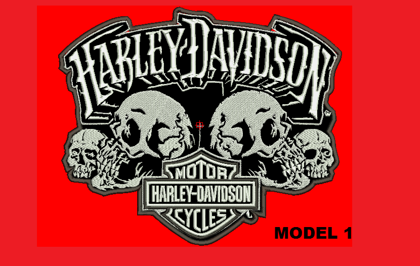 BACK PATCH Harley Davidson two Skulls 13 x 11 inches