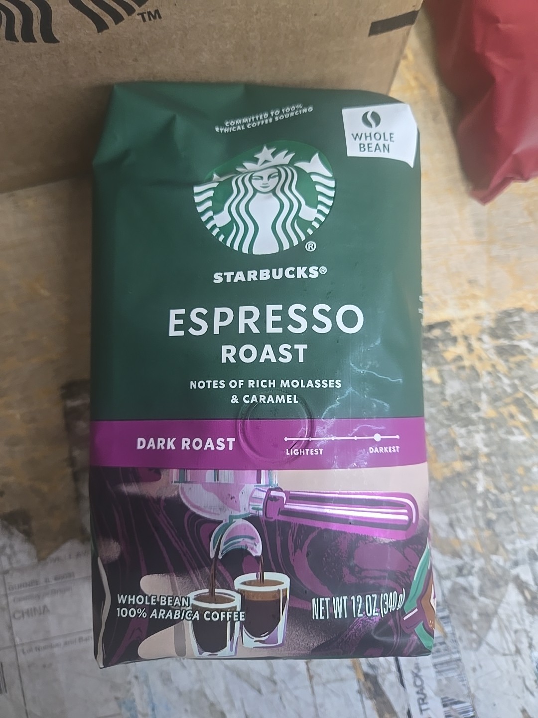 (6 Pack)Starbucks Dark Roast Whole Bean Espresso Coffee - 12oz BB-10MAR2026