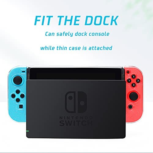 Glitter Clear Case for Nintendo Switch, TPU Silicone Soft Shell Dockable
