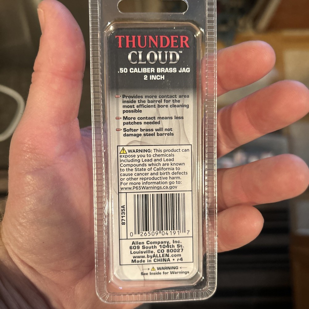 Allen Thunder Cloud 50 Caliber Brass Cleaning Patch Jag 2” Muzzleloader