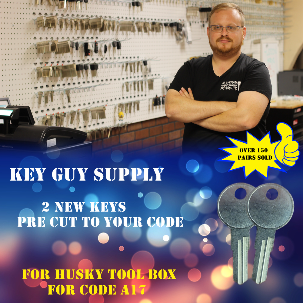 A17 Key. 2 NEW KEYS FOR HUSKY TOOL BOX, Home Depot, Licensed locksmith. A17 Code