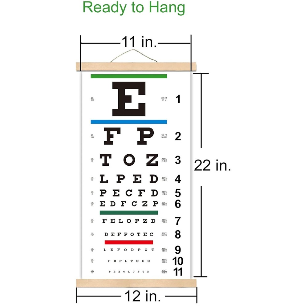 Snellen Eye Chart Wall Decor with Eye Occluder - Gift Idea