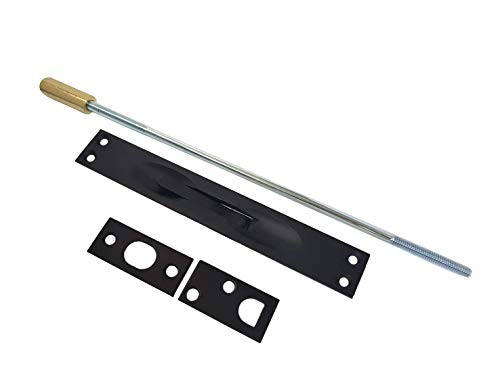 Solid Brass Extension Flush Bolt with Rod 12", 1pack matte black (Rod 10-1/2")