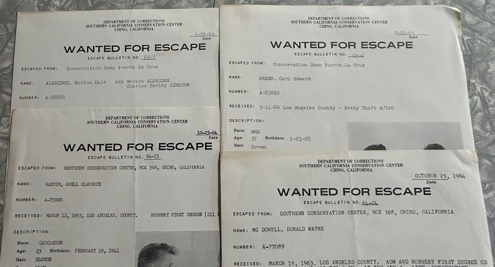 FOLSOM PRISON WARDEN ESTATE LOT BADGES FIRE CAMP PHOTOS WANTED POSTERS AWARDS ++