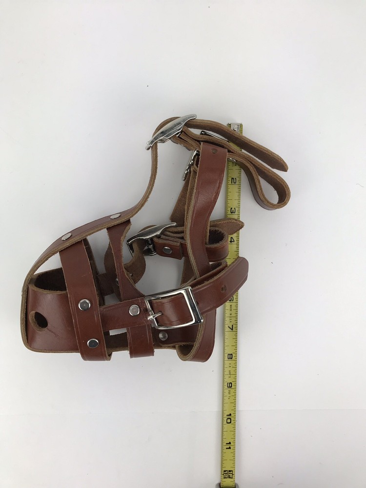 Vintage Leather Muzzle Medium Build Adjustable Made Of Thick Brown Leather