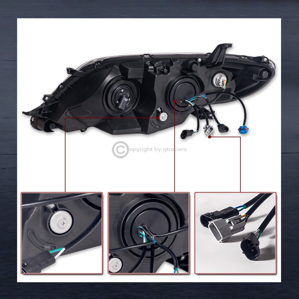 Switchback Sequential For 2011-2020 Sienna Black Projector Headlights w/LED Tube