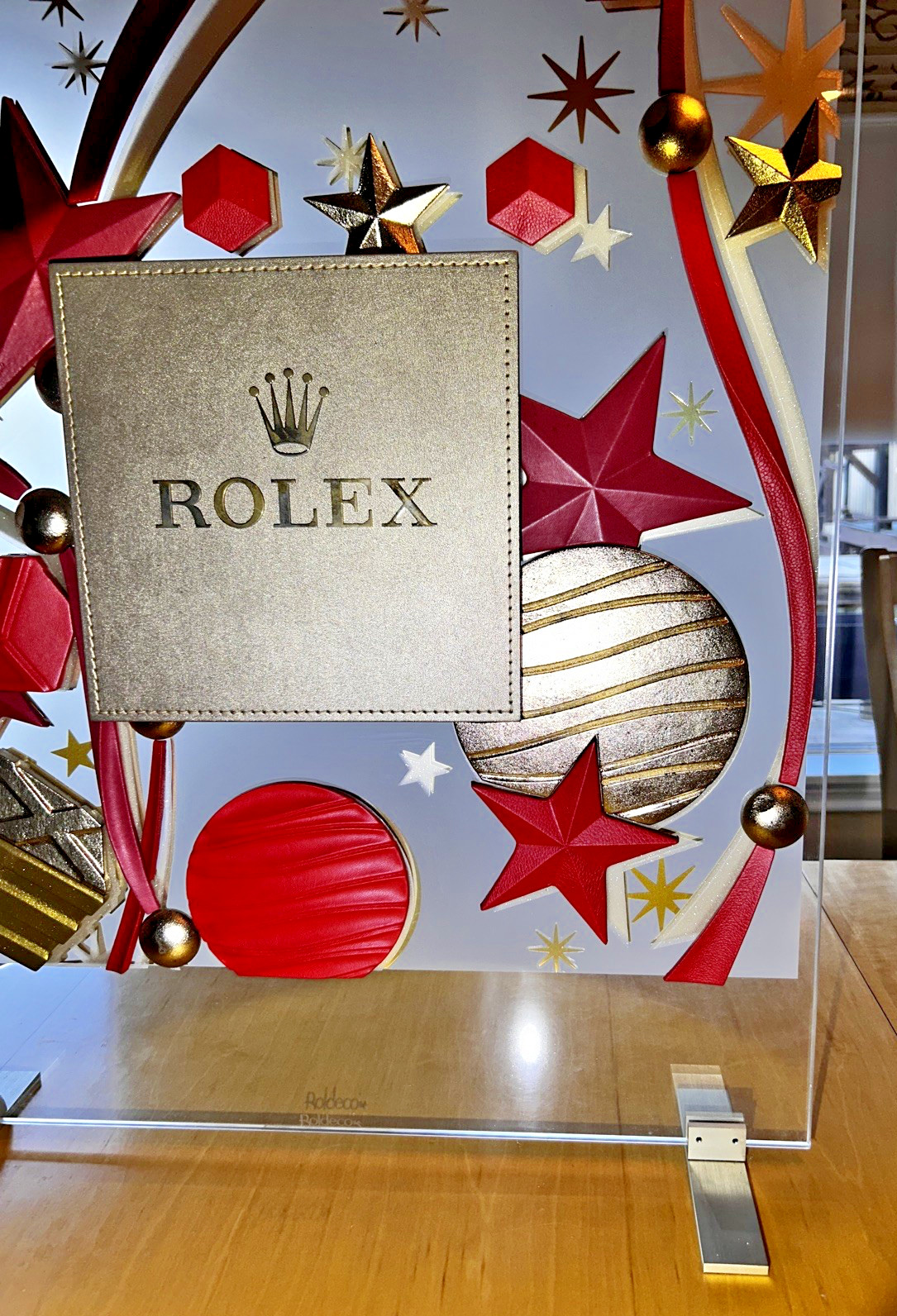 ROLEX STANDING RED AND GOLD CELEBRATION ADVERTISING DISPLAY ADVERTISEMENT