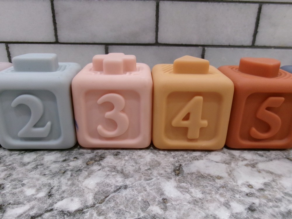 Babies Number Blocks, 1-6, Rubber, Stackable, Cubes
