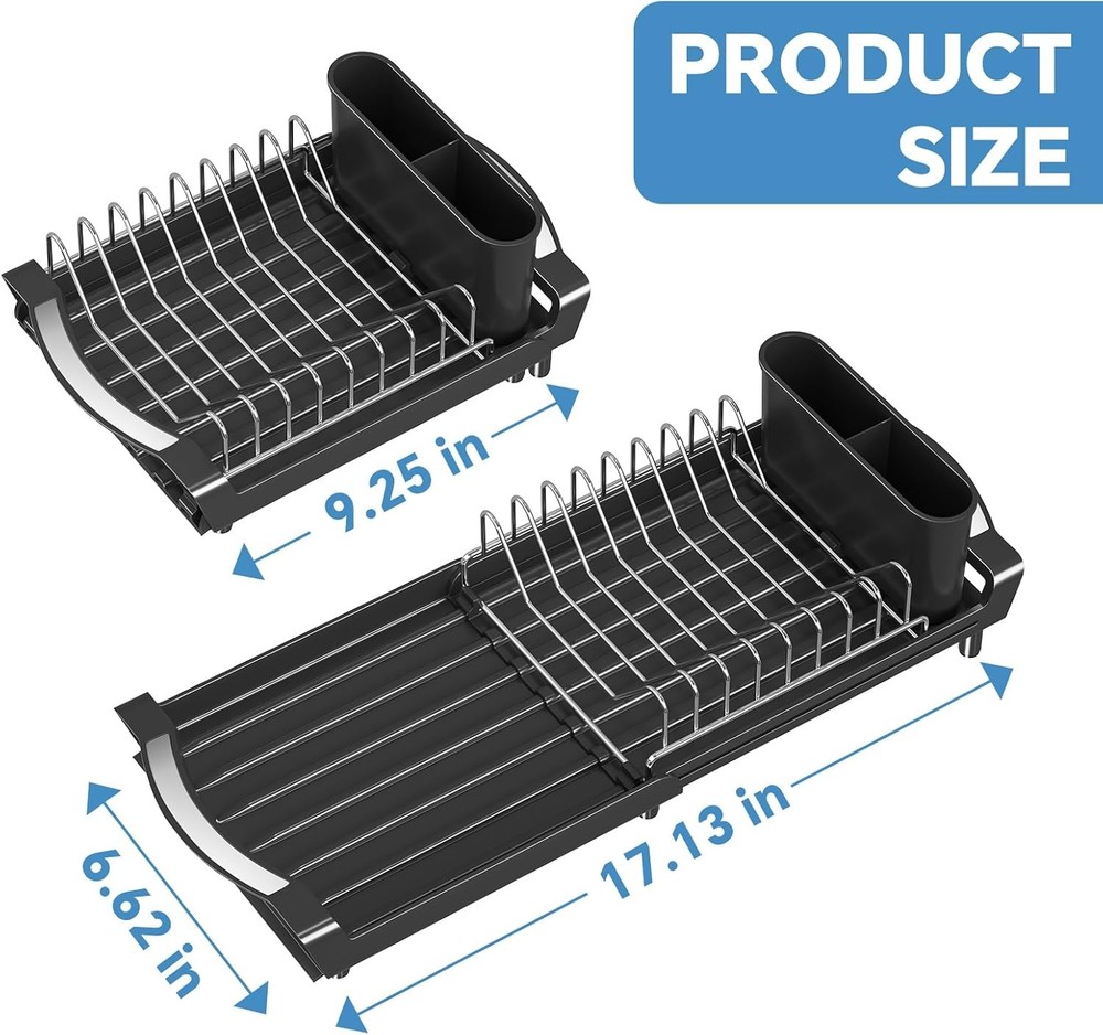 Small Dish Drying Rack, Compact Expandable Dish Rack
