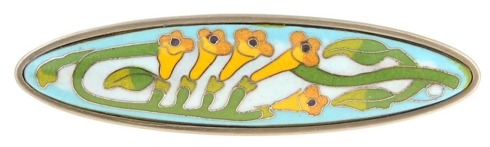 3" Cloisonné Honeysuckle Pull Brushed Satin Pewter