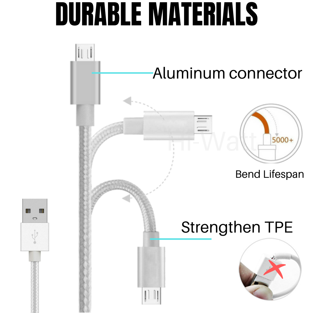3 PACK 10Ft Extra Long Micro USB Cable Fast Charge Android Charger Charging Cord