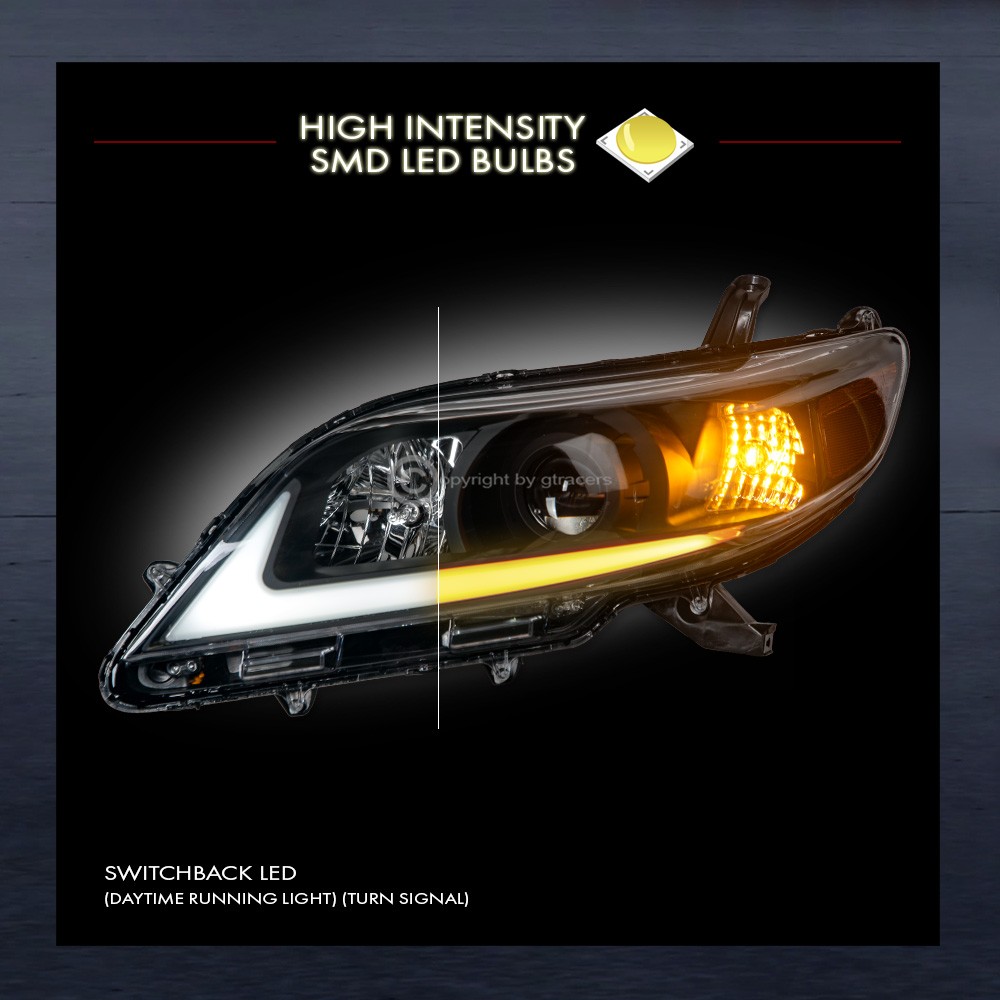 Switchback Sequential For 2011-2020 Sienna Black Projector Headlights w/LED Tube