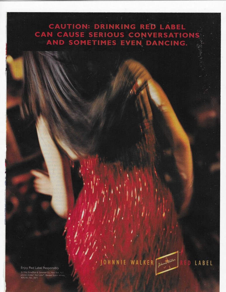 DANCING  JOHNNIE WALKER RED ORIGINAL PRINT AD