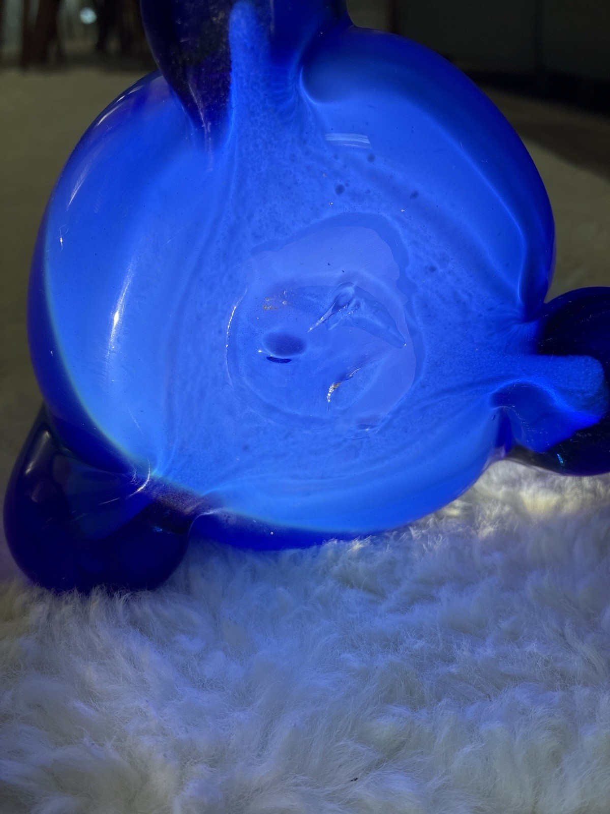 VTG TALL MURANO EMPOLI ALROSE BLUE GLASS VASE CRISTALLERIA FRATELLI BETTI 20”