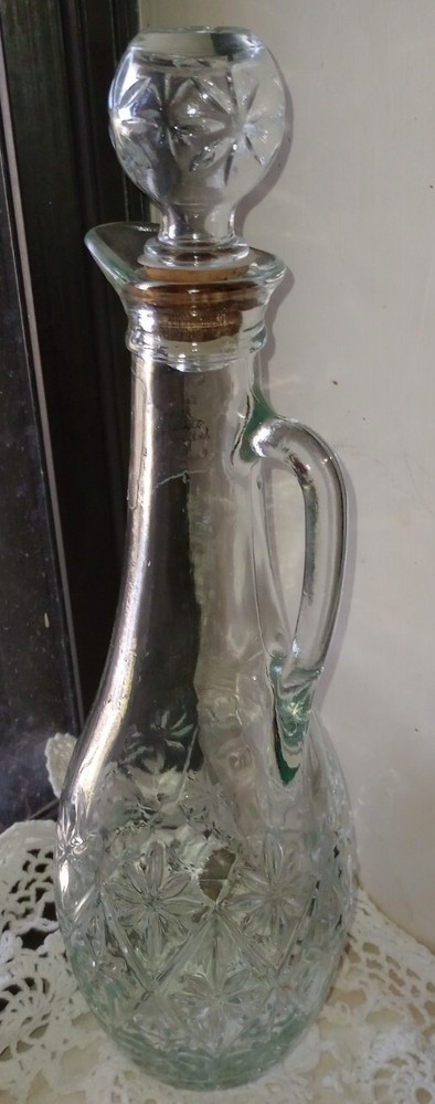 Clear Wine Bottle W/Handle And Lid