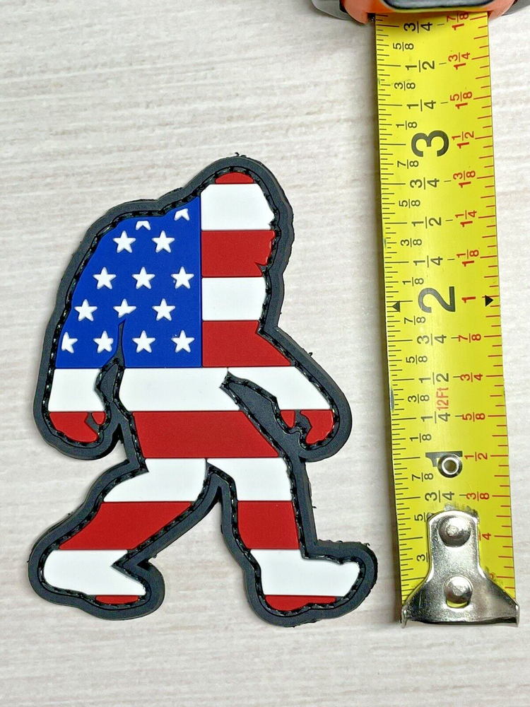 Bigfoot PVC Patch - Tactical Morale Patch - Sasquatch USA Flag Patch - Hook Back
