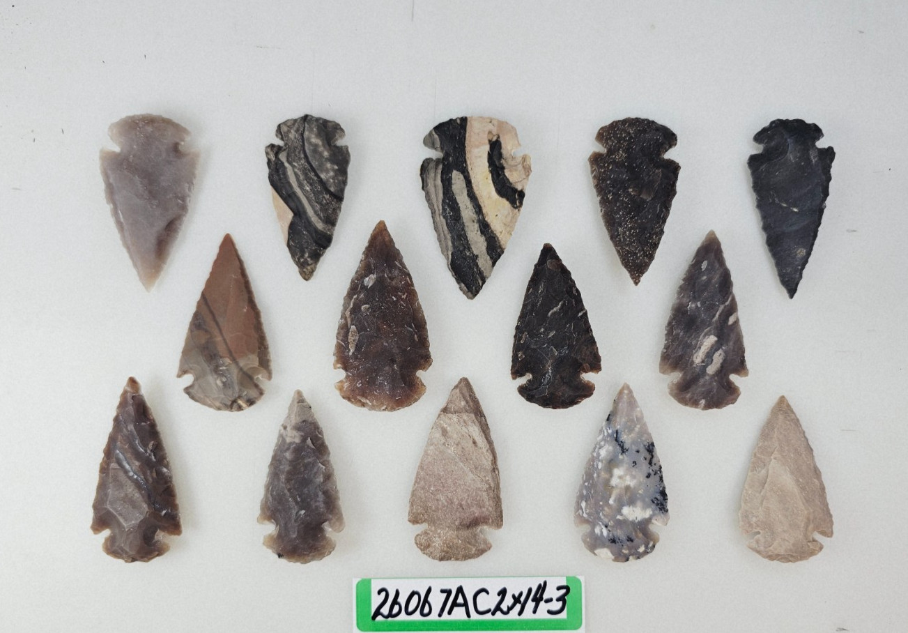 14 Piece Collection 2" Spearheads - Arrowheads - Hand Knapped Agate/Jasper