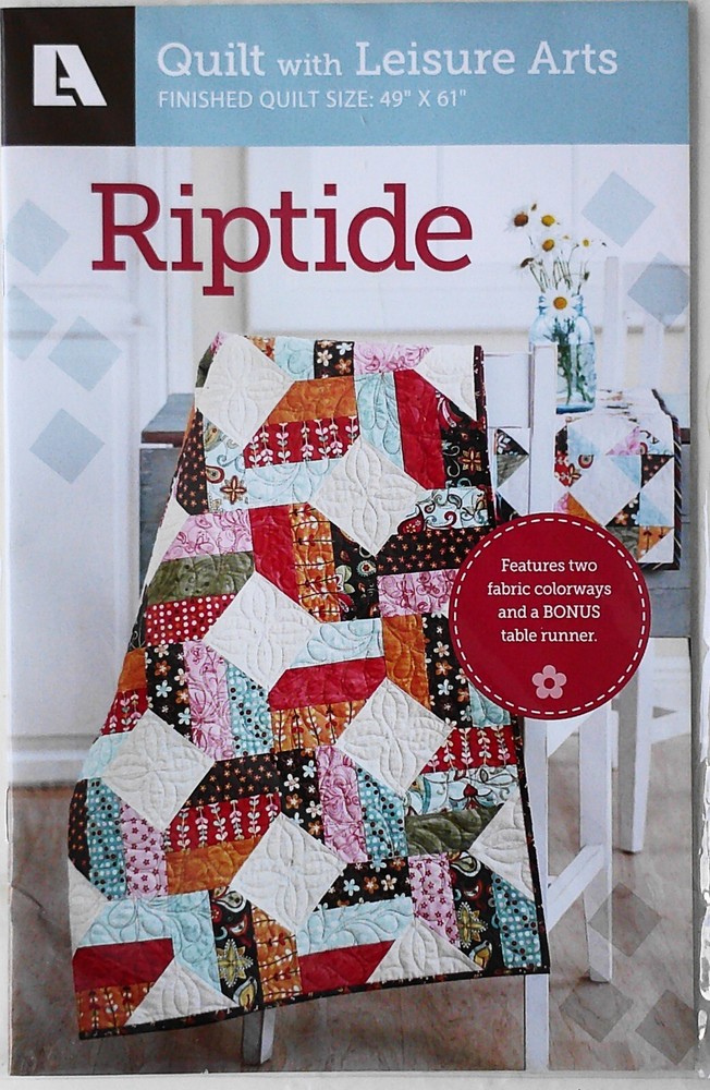 Leisure Arts RIPTIDE 49"x61" Quilt Table Runner Pattern Sealed