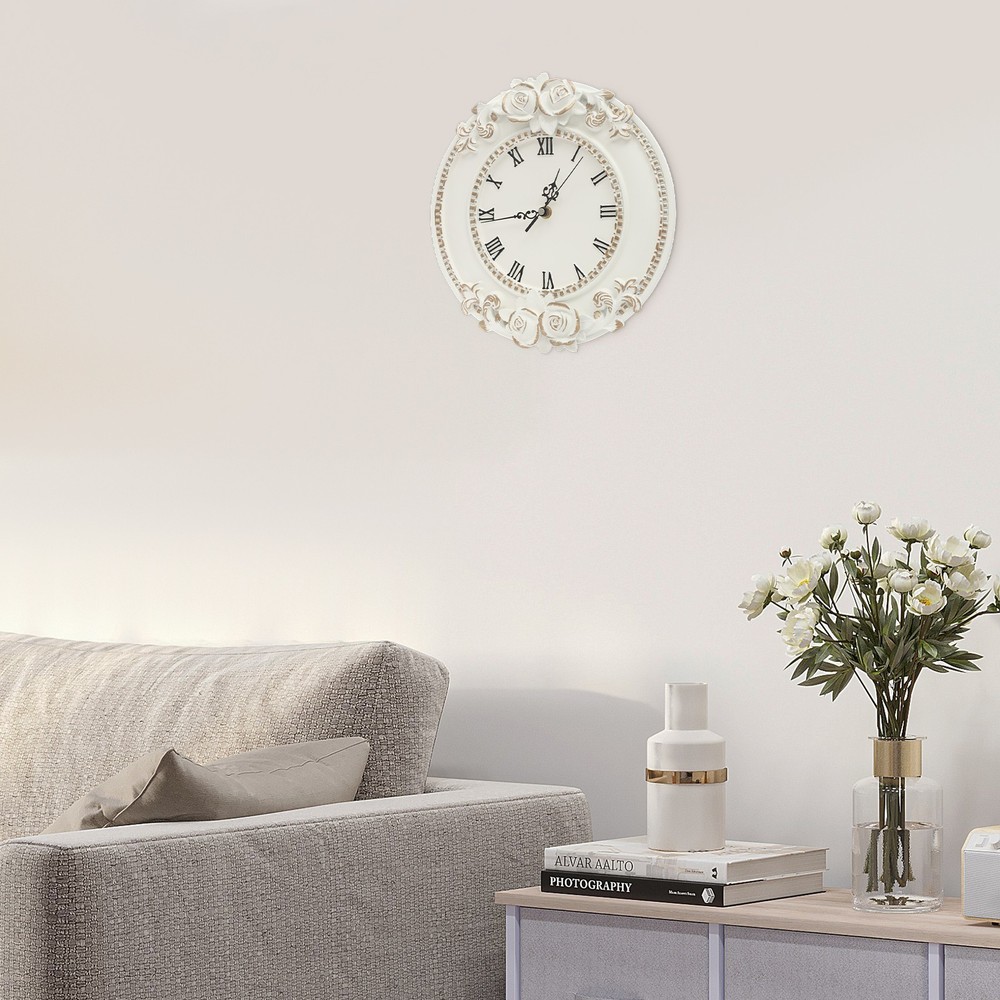 Wall Clock, White Large Wall Clock, Round Home Decoration Clock