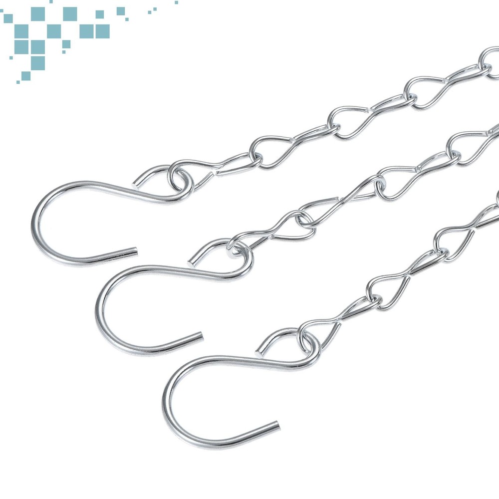 Hanging Chains 33cm Extension Link S Hooks Adjustable 3 Point Holder Silver