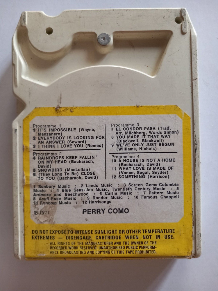 Perry Como ~ Its Impossible 8 TRACK [NOT SERVICED / UNTESTED]