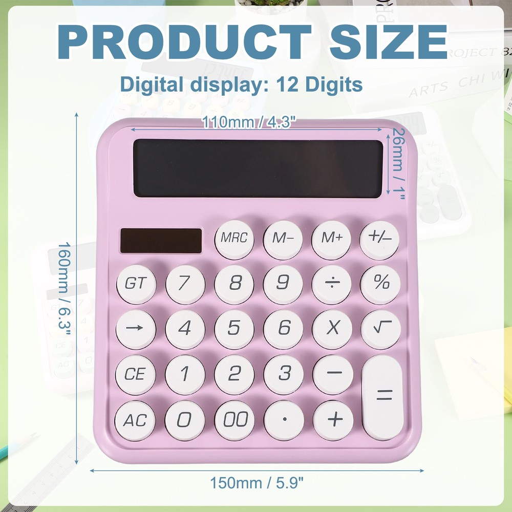 Cute Calculator Desk Calculator Basic Big Button, Purple