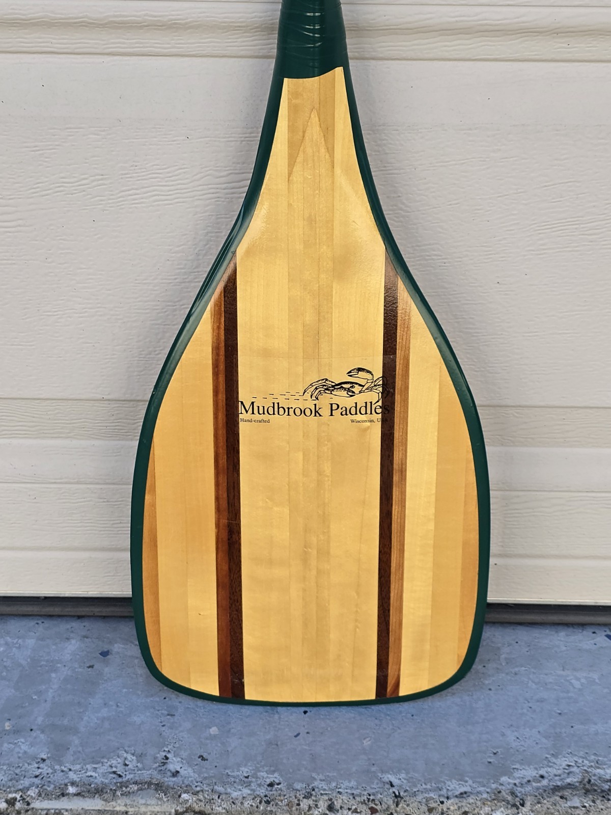 *RARE* MUDBROOK PADDLES WI, USA Wood Angled Outrigger Canoe Paddle 52"x9"