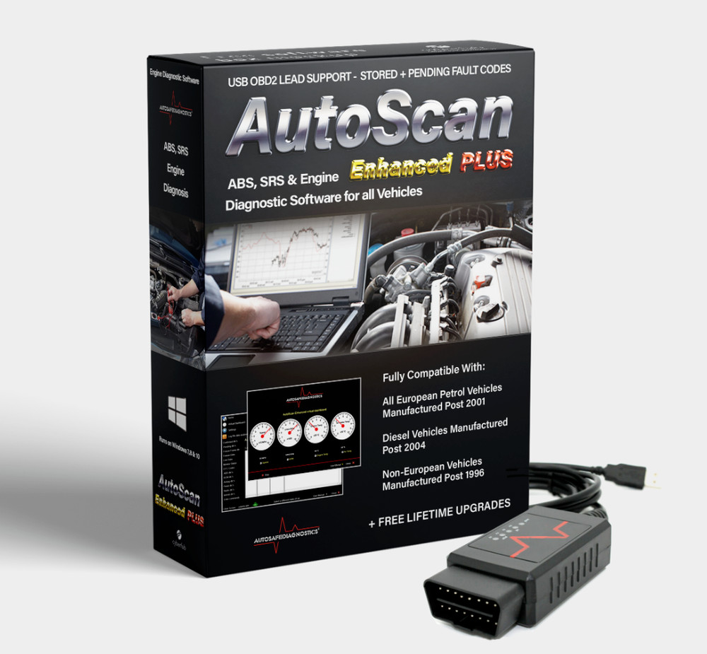 Autoscan Enhanced PLUS OBD2 Engine Diagnostic Software all Vehicles + USB Elm327