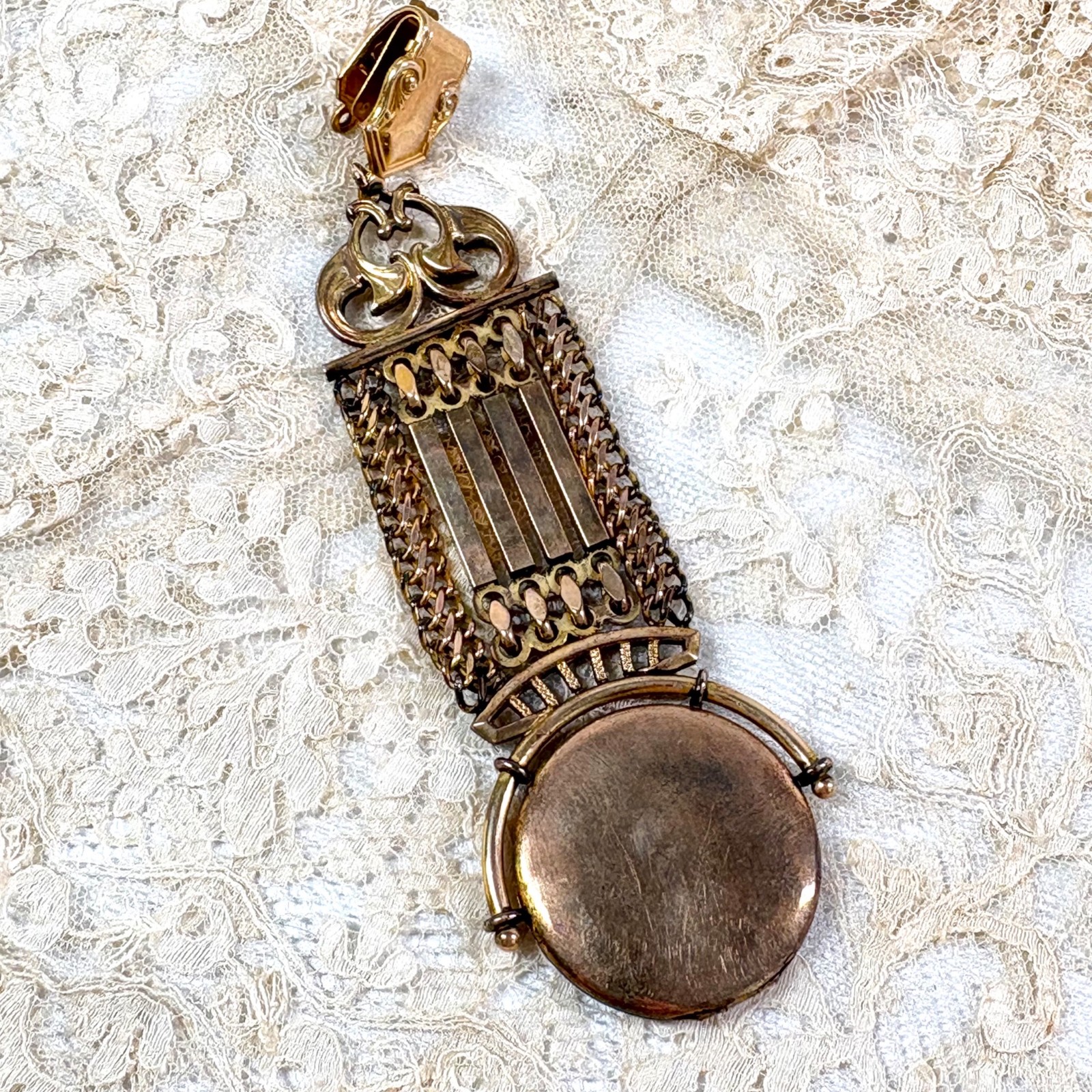 Antique Victorian Gold Filled Initial E Locket Watch Fob Pendant Charm Etched