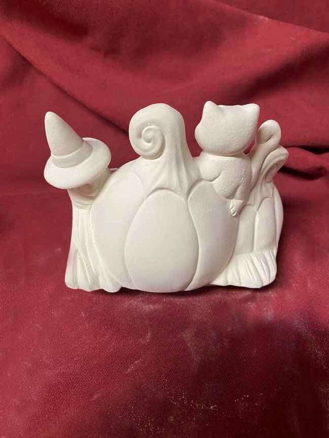Pumpkins and Cat Insert / Lid Truck Fall Halloween Ceramic Bisque READY TO PAINT