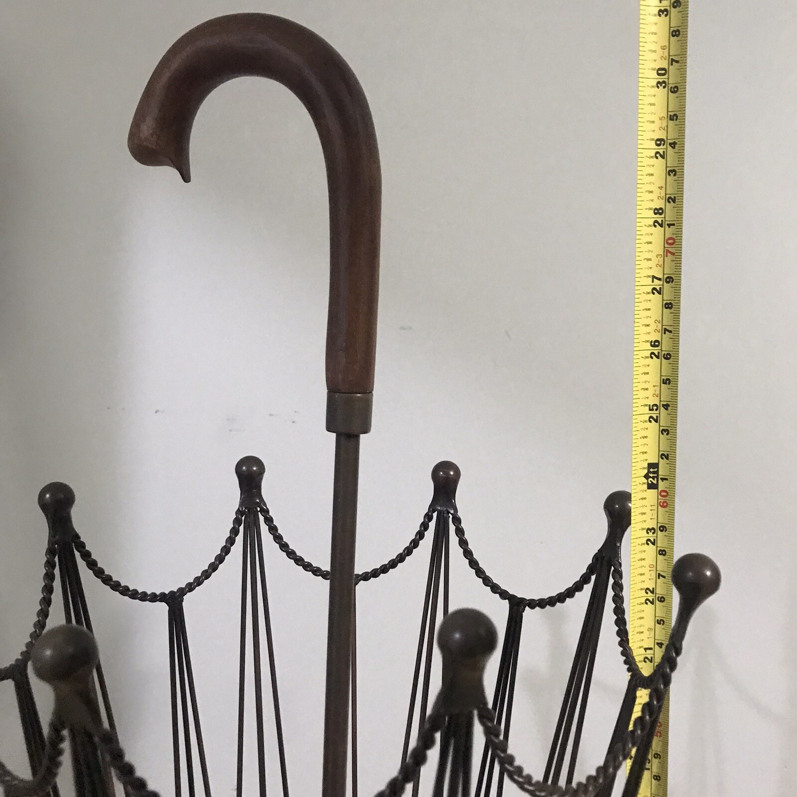 Umbrella Stand Umbrella Shaped Holder Metal wire wood handle 31” Pier 1