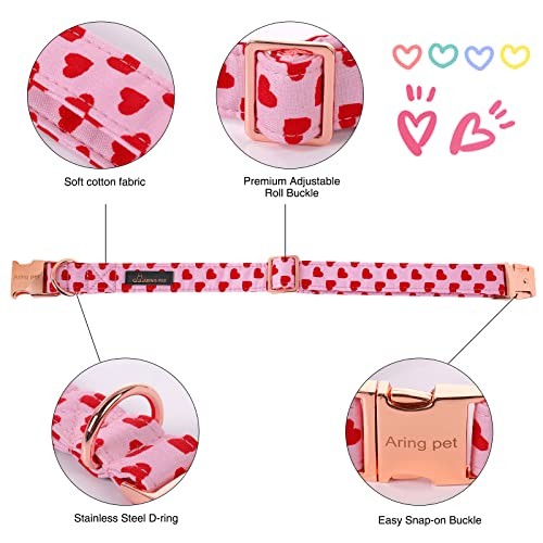 Valentine's Day Dog Collar-Adorable Pink Heart Dog Collar with Sailor Bowtie,