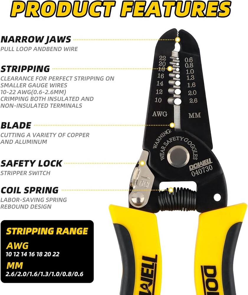 Professional Wire Stripper and Cutter - Ergonomic Design for Safety & Precision