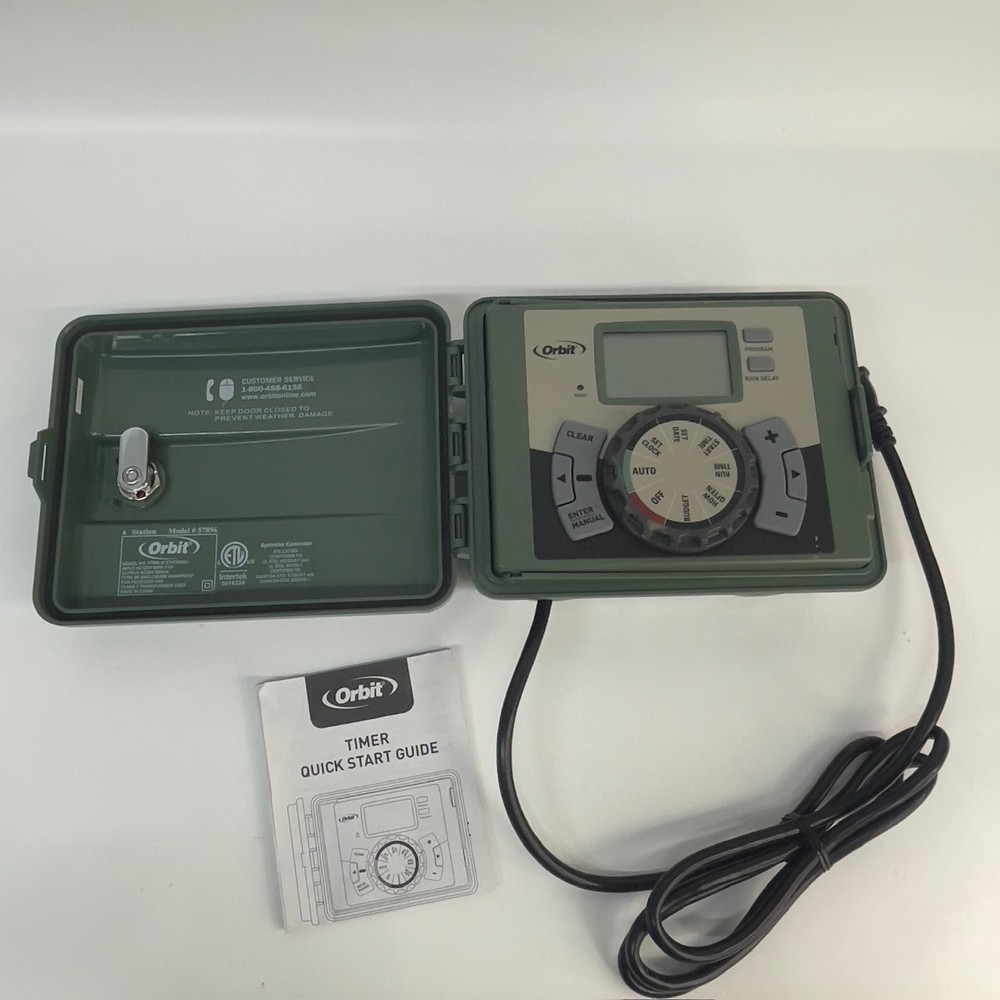 Orbit Sprinkler System Timer Swing Panel Green 6-Station 57896 w/ Guide Book