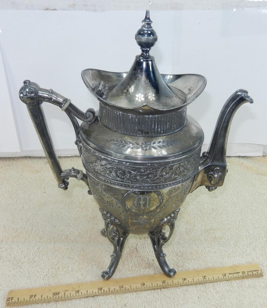 Victorian Simpson Hall Miller Floral Pattern Treble Plated Coffee Tea Pot !!