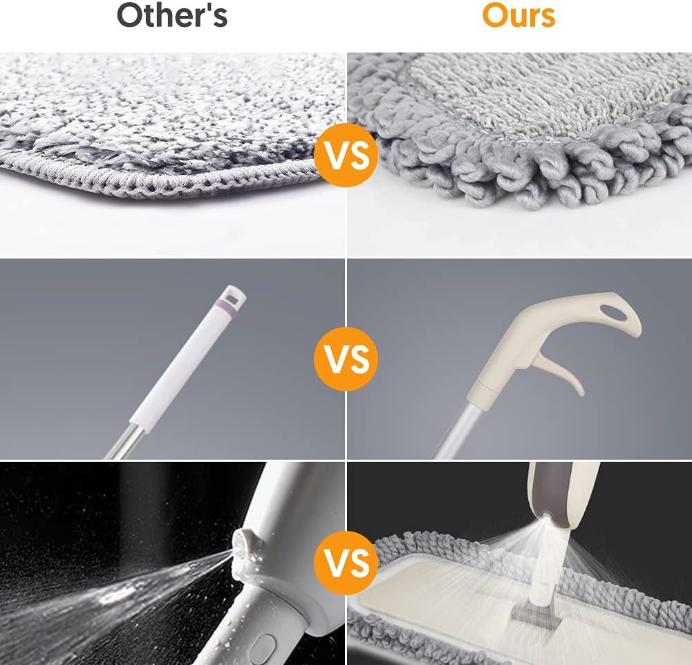 Spray Mops for Floor Cleaning with 5 Washable Pads, Wet Dry Microfiber Mop Home