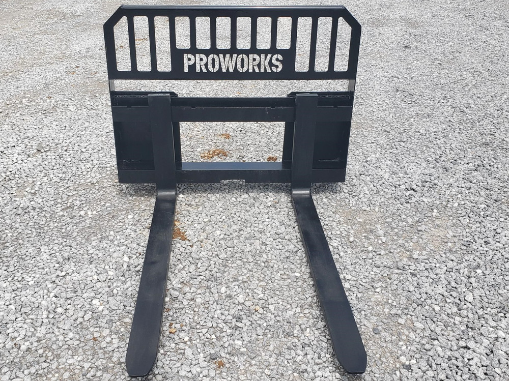 60" Solid Bottom Grapple Grease & 48" Full Guard Pallet Forks Combo Quick Attach